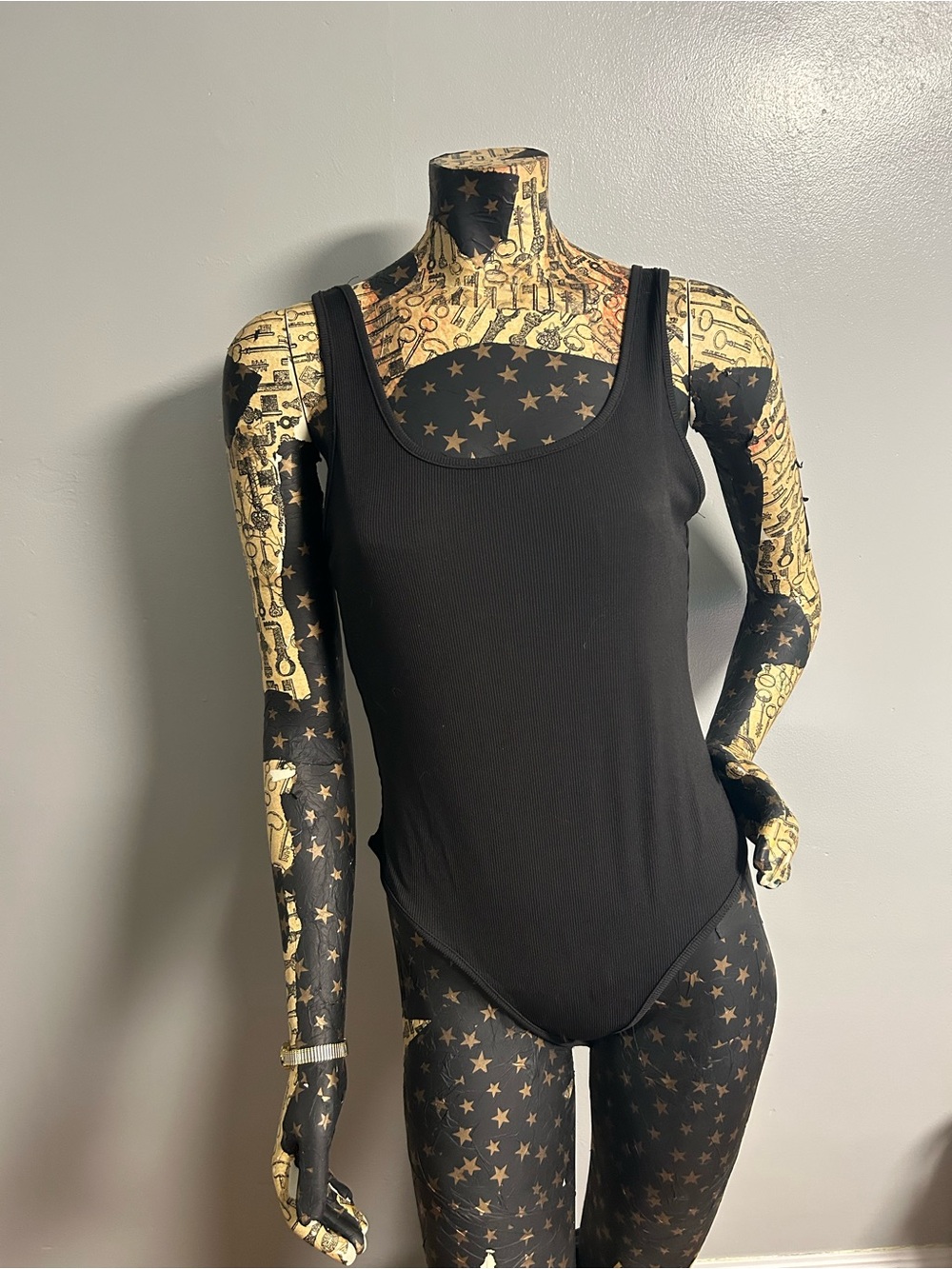 Black Ribbed Tank Bodysuit